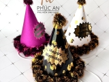 Mũ chủ tiệc HPBD viền bi ánh kim dành cho bé