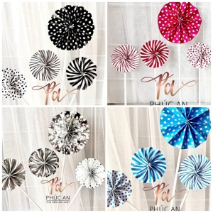 Set 4 que cắm hoa quạt trang trí bánh sinh nhật HPBD