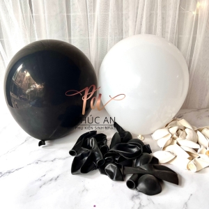Set 10 bóng nhũ cao su trắng đen 10inch trang trí tiệc sinh nhật hpbd