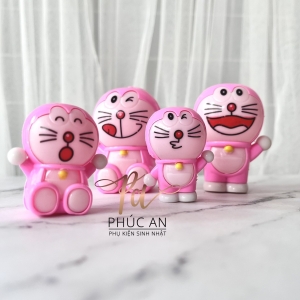 Set 4 con mèo Đôrêmon nhựa trang trí bánh sinh nhật