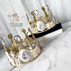 Vương miện nữ hoàng lớn kim loại trang trí bánh kem