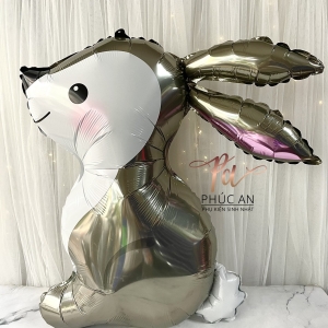 Bóng nhôm thỏ trắng xám 55cm trang trí sinh nhật HPBD