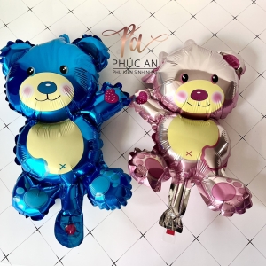 Bóng kiếng nhôm 45cm hình gấu màu dễ thương trang trí sinh nhật hpbd