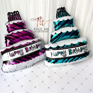 Bóng kiếng nhôm 86cm hình bánh kem 3 tầng dễ thương trang trí tiệc sinh nhật